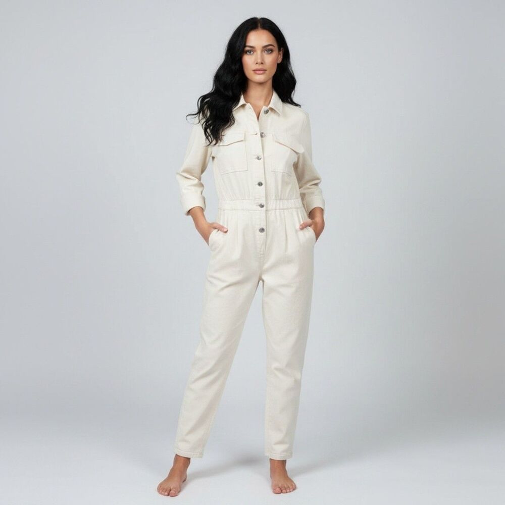 Vintage white cotton George Georgiou Naturelle utilitarian jumpsuit size small